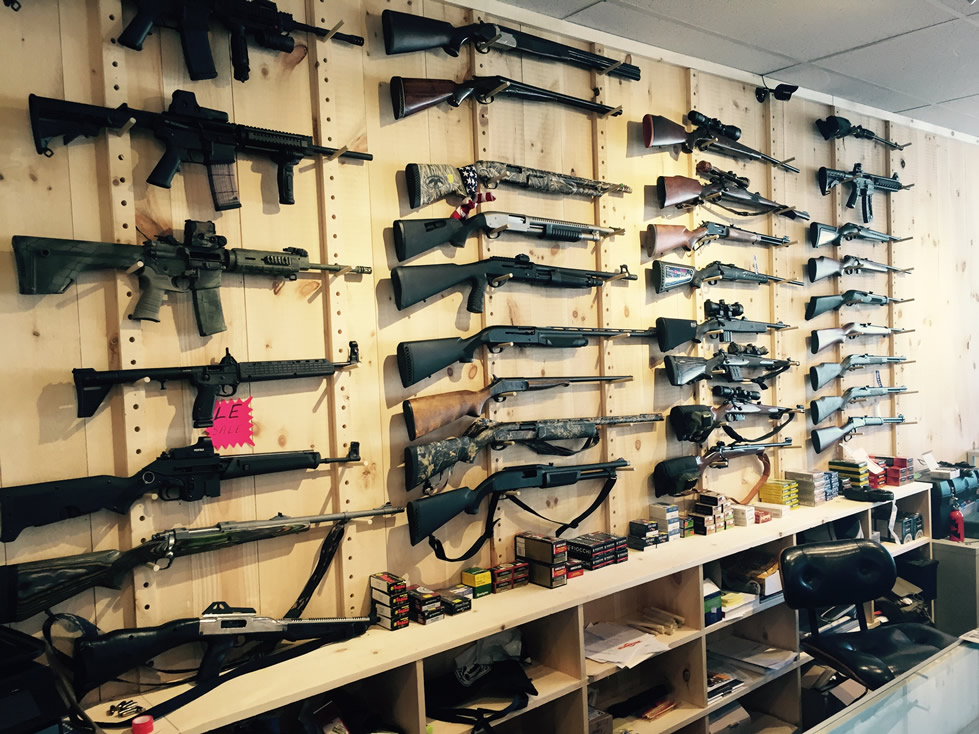 Firearms display at AZ Pawn Norwich CT
